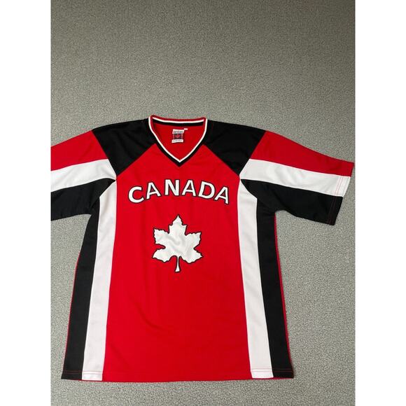 Due North Canada large Red Embroidered Athletic Hockey Jersey - Picture 1 of 7